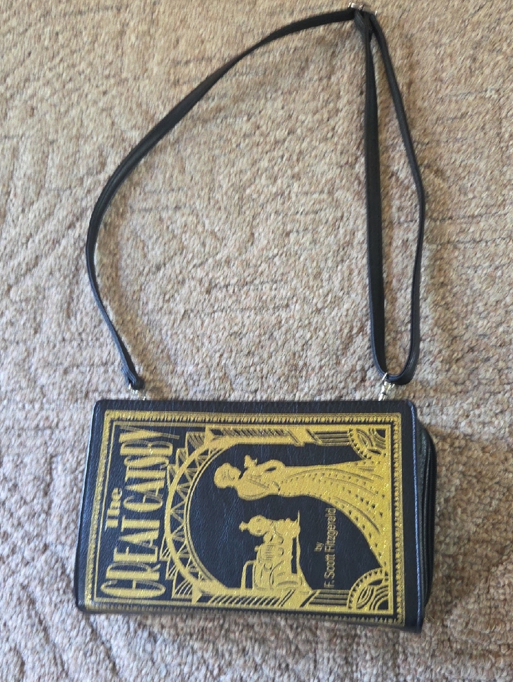 The Great Gatsby Black and Gold Novelty Crossbody Bag